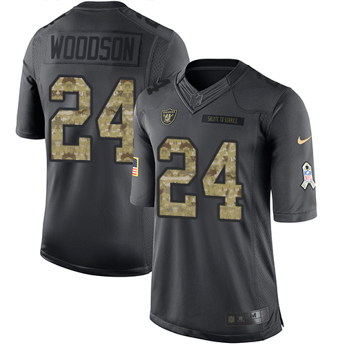 Nike Raiders #24 Charles Woodson Black Men's Stitched NFL Limited 2016 Salute To Service Jersey